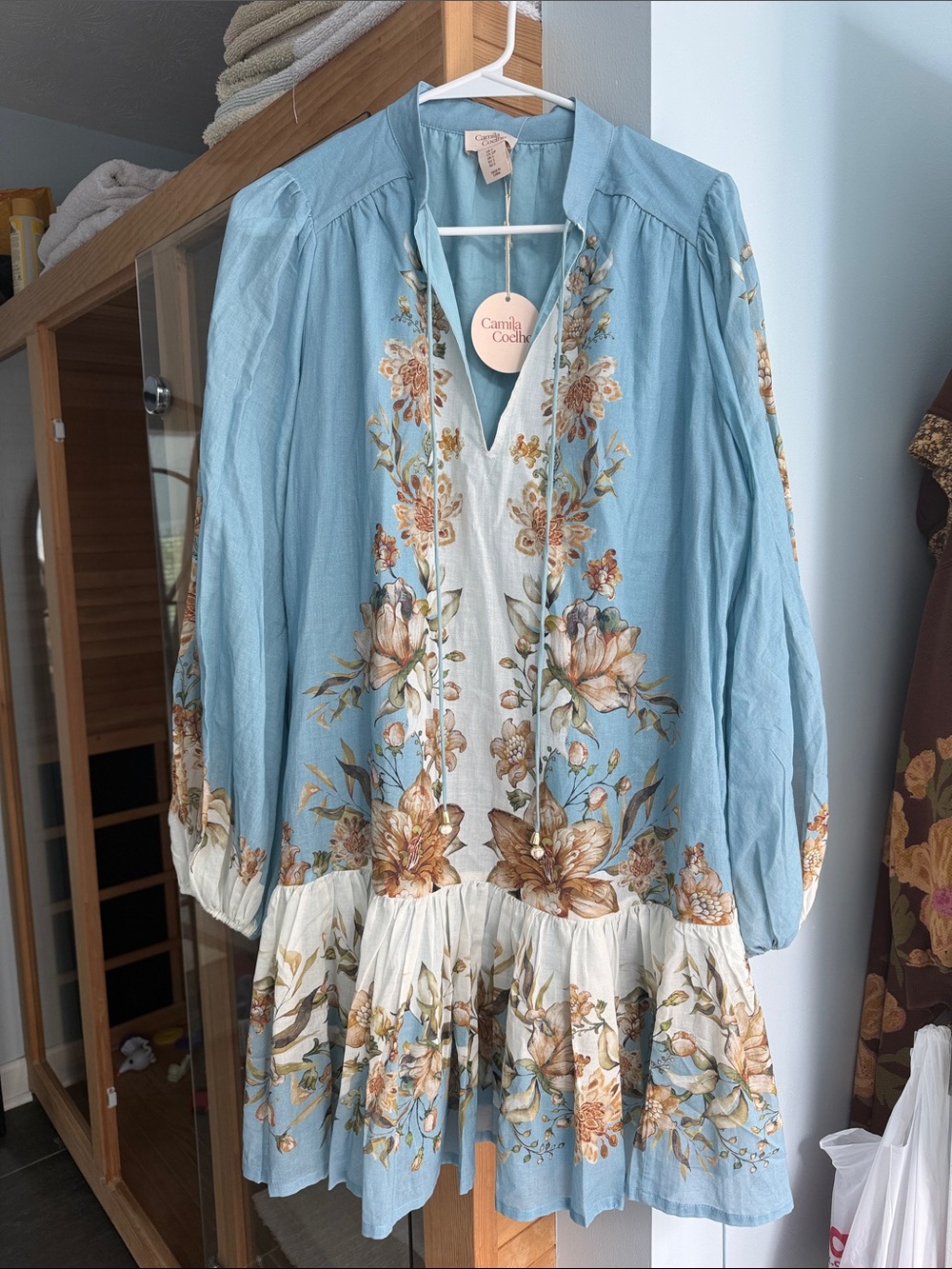 Camilla Coelho Blue Floral Boho Tunic Dress - Picture 2 of 4